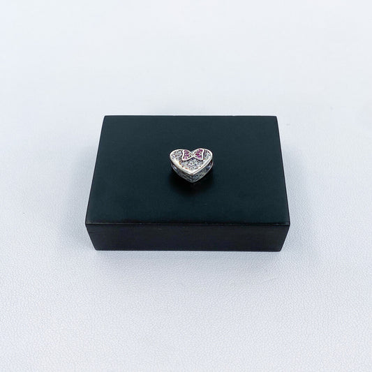 Pingente para pulseira coração com detalhe da minnie - Prata 925 (25946)